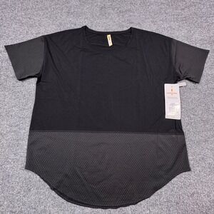 Lucy Lighten Up Mesh Top Womens XL Black Activewear Shirt NWT